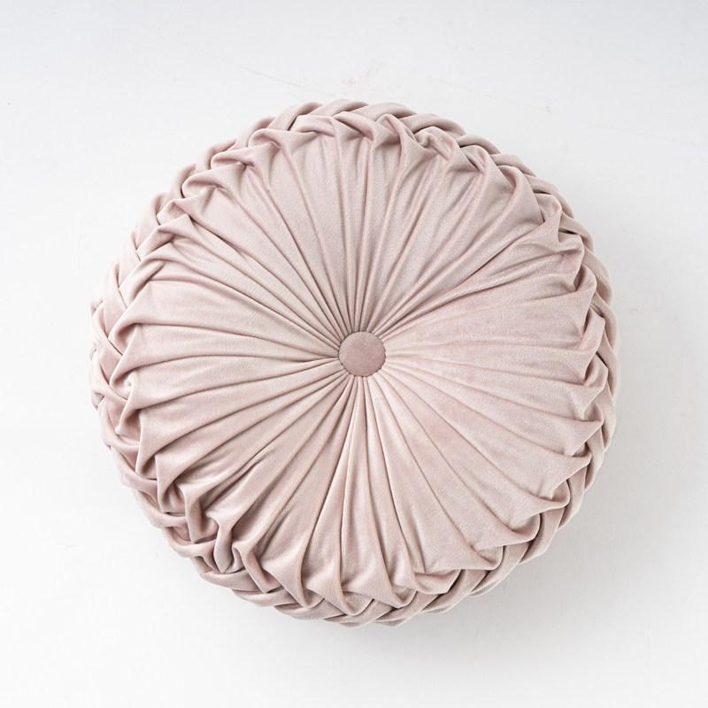 Velvet Pumpkin-Shaped Lumbar Pillow Cushion - Solid Color, Hand-Sewn.