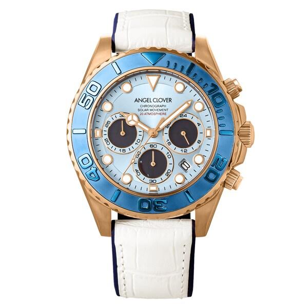 Angel Clover TIME CRAFT DIVER Solar Chronograph TCD45PBU-WH Wrist Watch