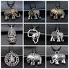 12 Styles Unisex African Elephant Thai Elephant India Ganesha Pendant Necklace Black Leather Cord Necklace