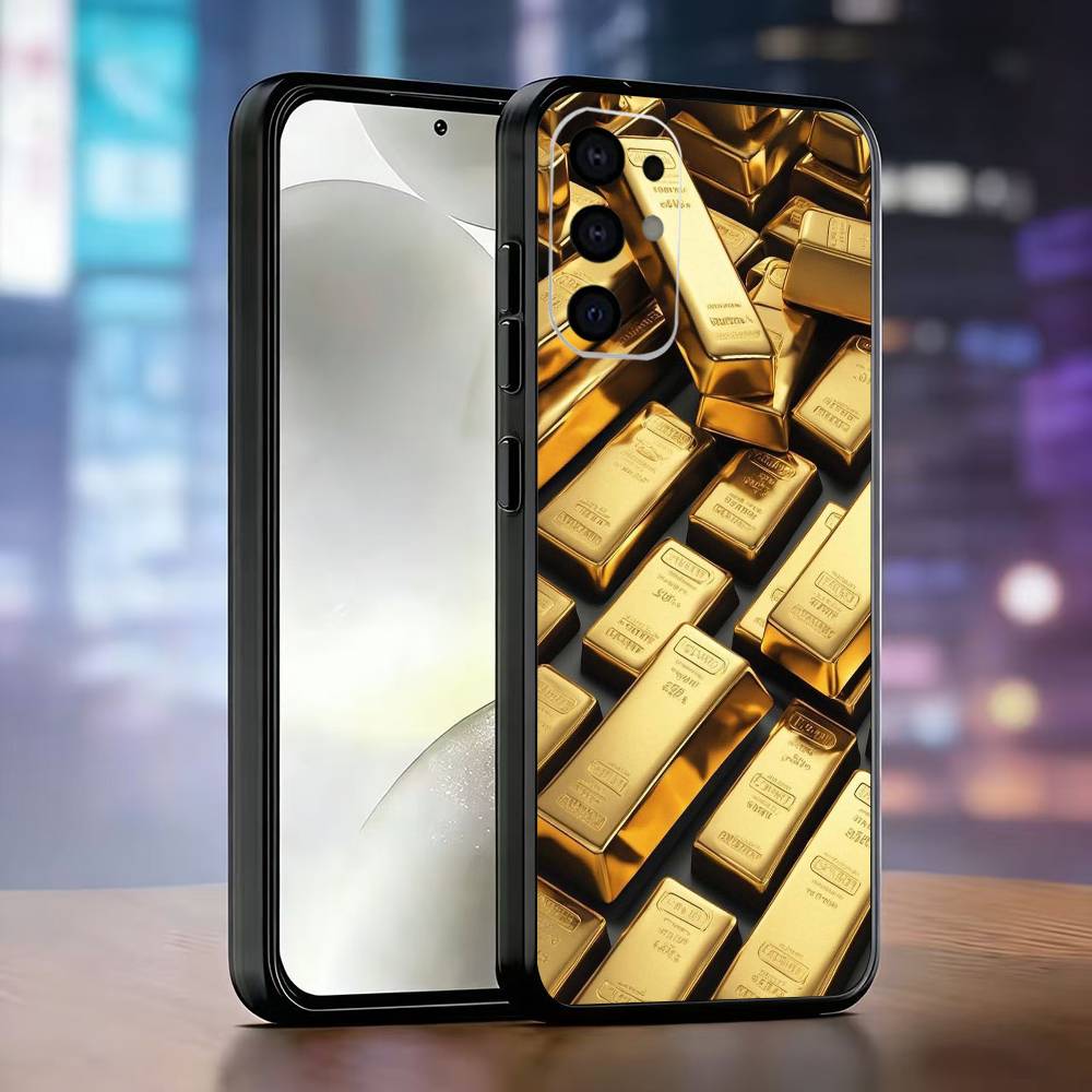 Money Gold Art Phone Case For Samsung S25,S24,S21,S22,S23,S30,Ultra,S20,Plus,Fe,Lite,Note,10,Black Cover