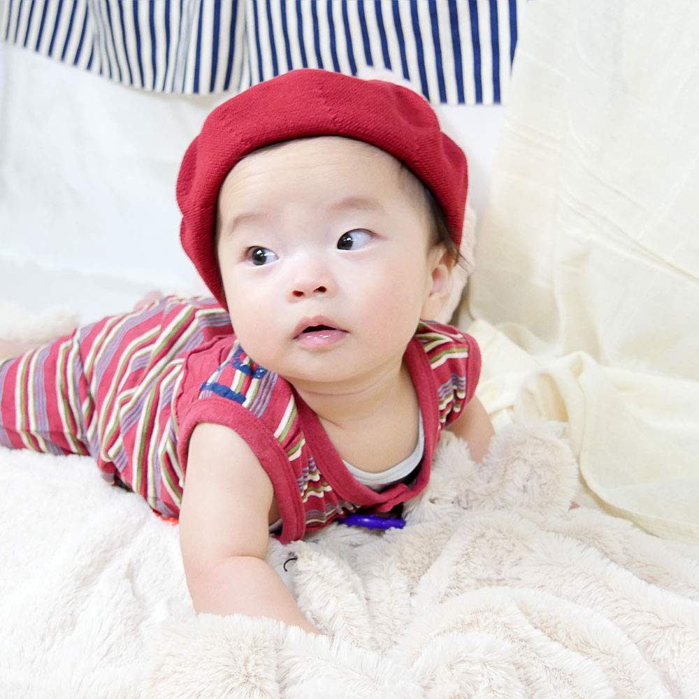 Cotton Beret Hat for and Babies Summer Colorful Simple Knit Unisex Size [JIRROUZ] Adults, Kids, (20 Colors) (3 Sizes) Men's Women's Burgundy/Adult