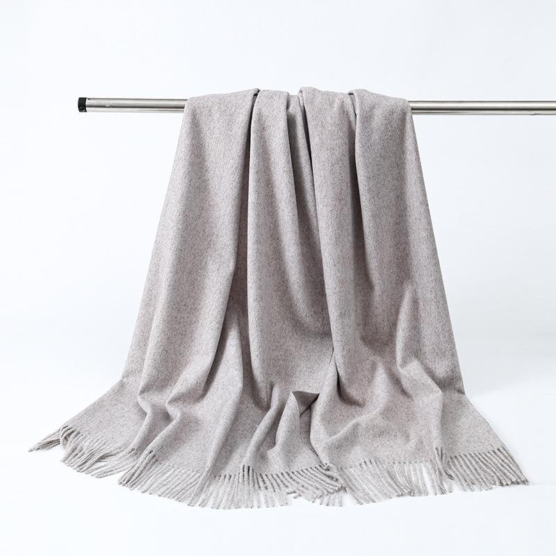 Wool Scarf Women's Winter Korean Style Thickened Warm Solid Color Scarf Shawl High End Versatile Cashmere Scarf