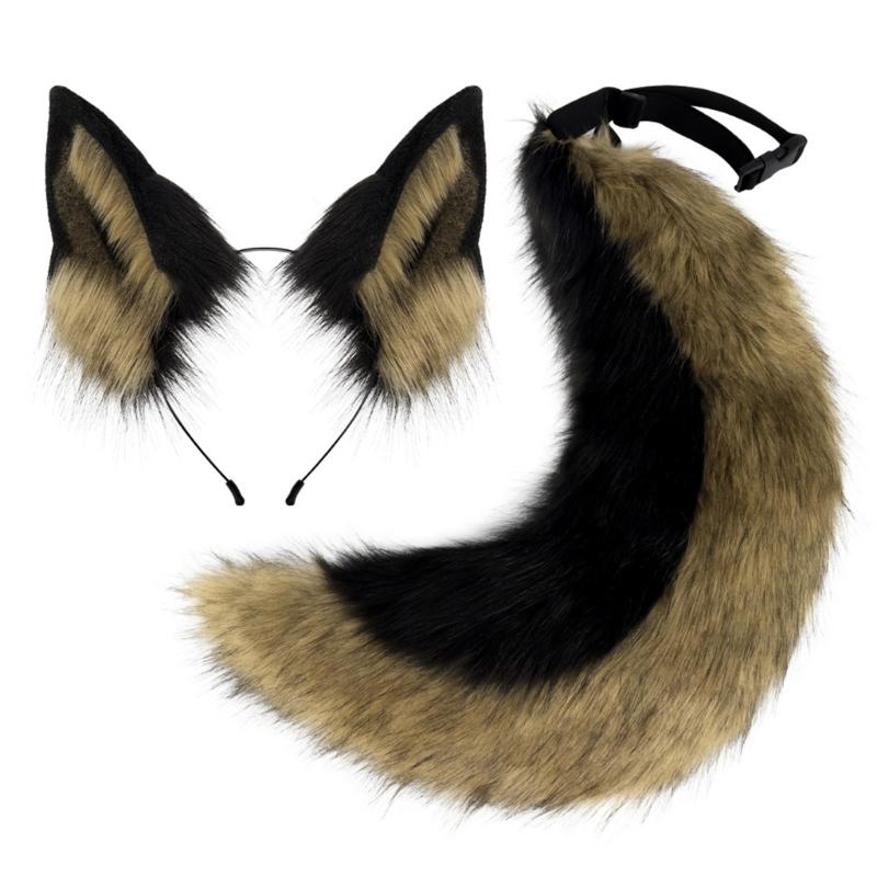 Wolf Dog Dress Up Costume Halloween Animal Costume Animal Ears Headband, Animal Tail, for Girl Cosplay Halloween Party