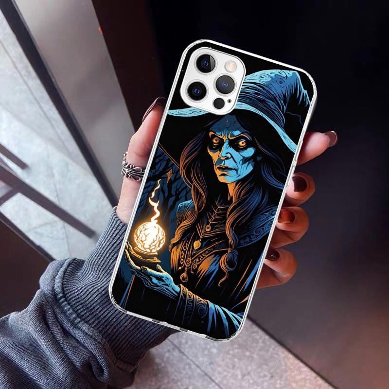 

Halloween Moon Witch Horror Phone Case For iPhone 17 Air 16 15 Pro Max 14 Plus 13 Mini 12 11 Cover 7 8 SE Silicone Shell Print F iPhone 17
