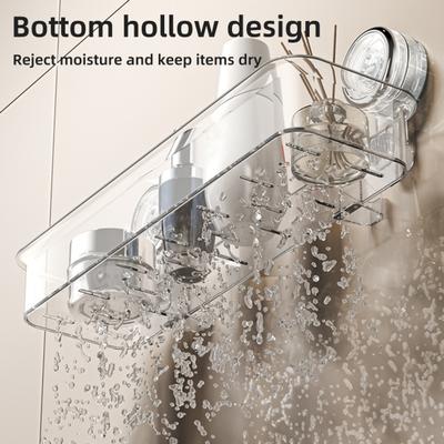 Yousheng Wall Mounted Suction Cup Storage Rack Strong Load-bearing Easy To Install Bathroom Caddy Soap Makeup Storage Shelf