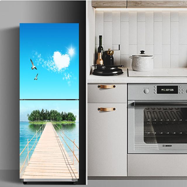 Adesivo Vinile Per Frigorifero Piante Verdi 60x185 Cm - Decorazione Senza Bolle