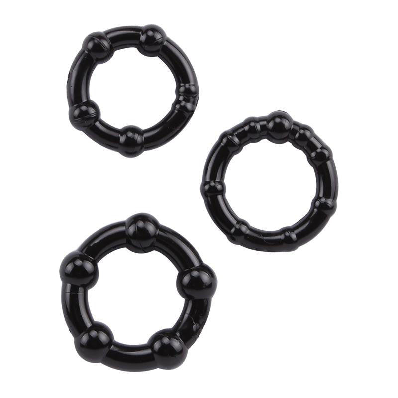 Lot de 3 cockrings Mini Noir - LoveToy - Cockrings