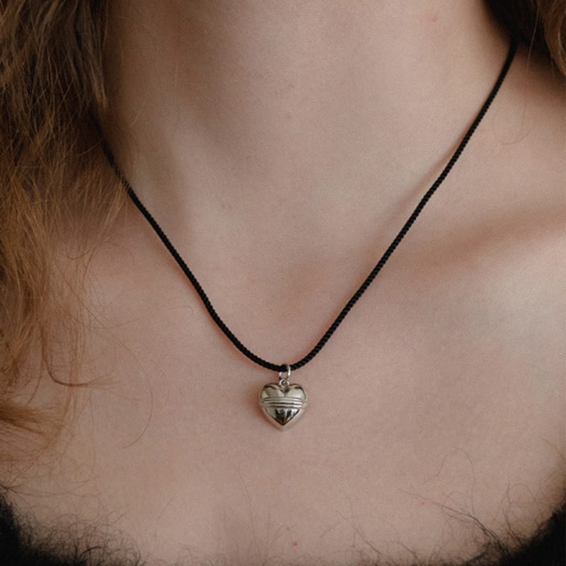 leeENoir Volume Heart String Necklace (SILVER)(2color)