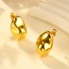 Vintage Oval Irregular Stainless Steel Stud Earrings for Women, Exaggerated Personality Design Gold Plated Earrings Jewelry