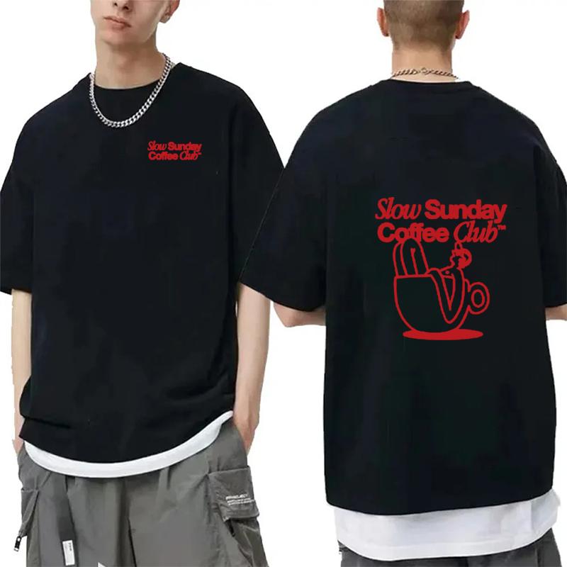 Slow Sunday Coffee Club T Shirt Men Women Harajuku Vintage Graphic Tshirt Classic Unisex Plus S