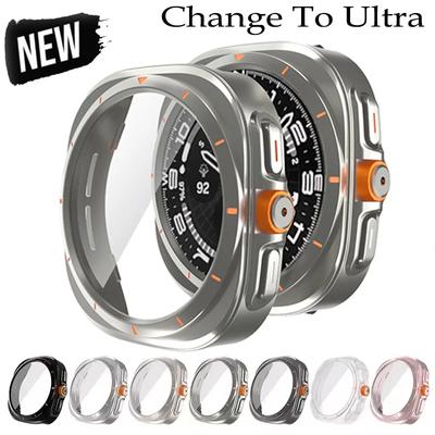 Upgrade na pouzdro Ultra pro Samsung Galaxy Watch 7 6 40mm 44mm Změna na Galaxy Watch Ultra 47mm Tvrzené sklo Ochranné sklo na displej