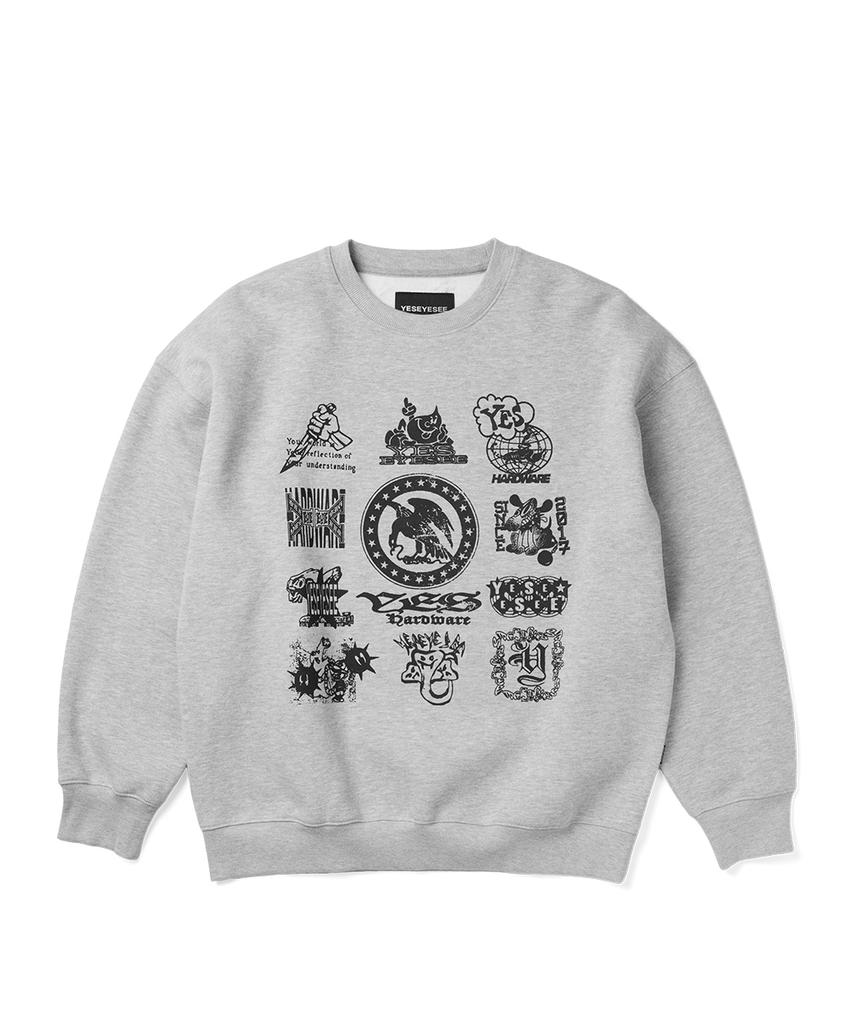 YESEYESEE Y.E.S Combine Sweatshirt Gray