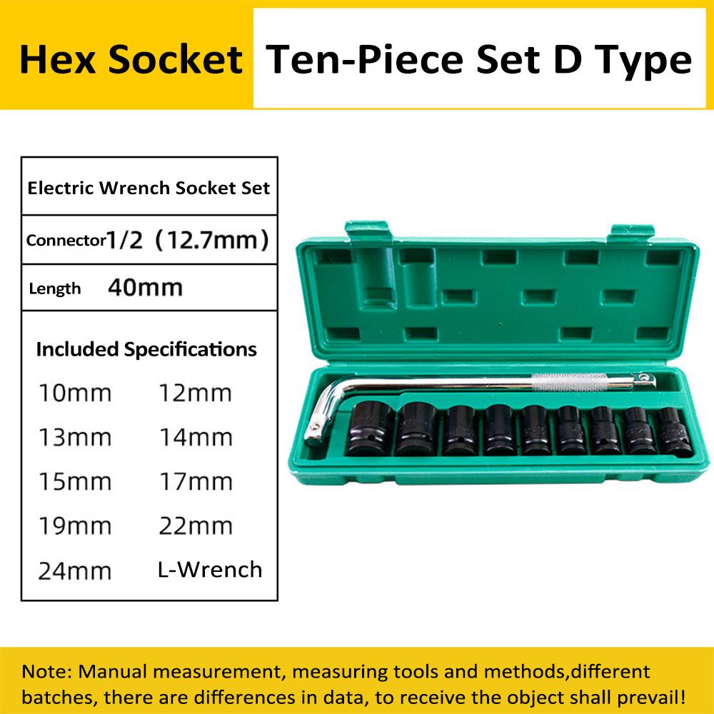 1/2 Inch 40mm Impact Wrench Sockets 8-24mm Heavy-duty Socket Set with Wrench and Storage Box for Automotive Repair