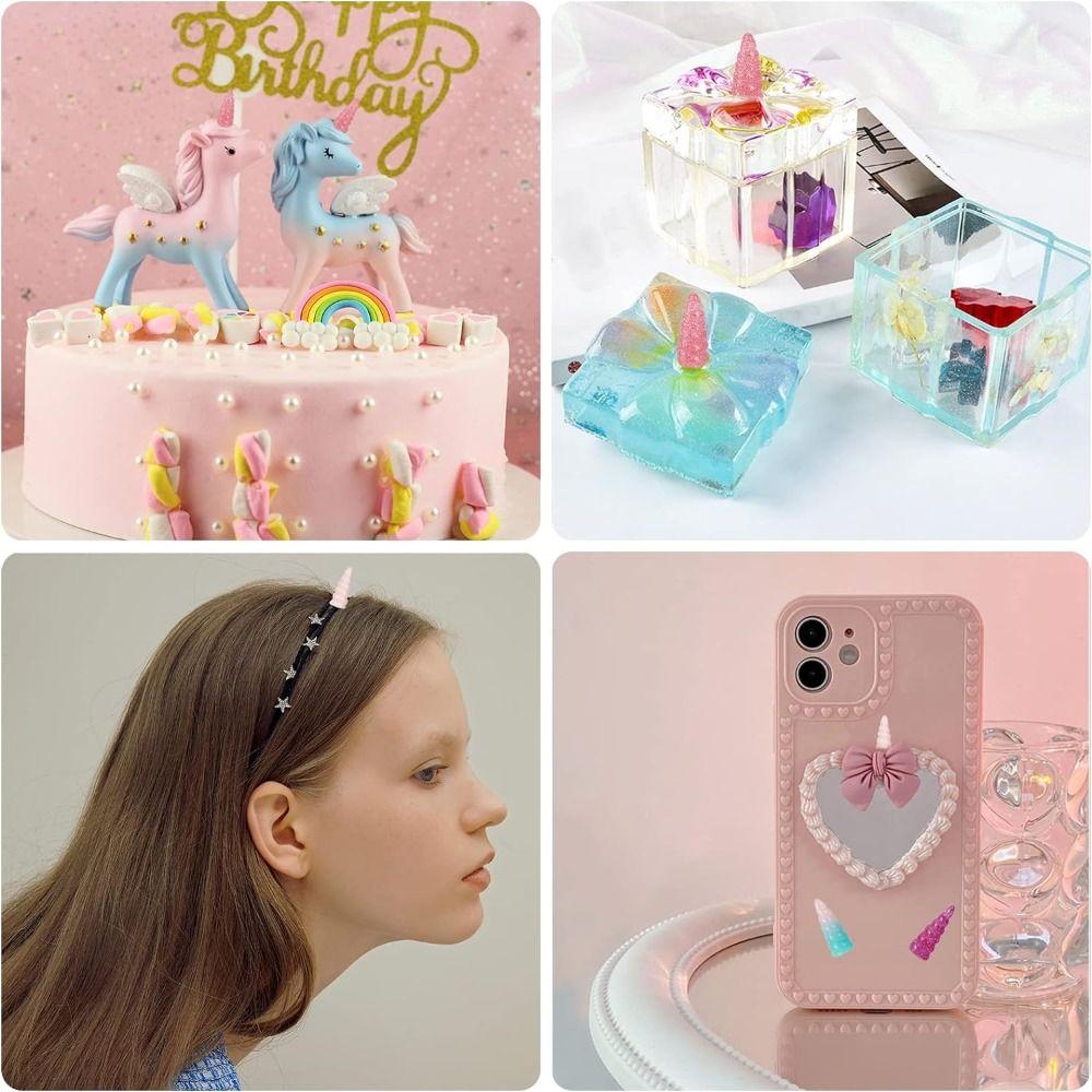 Multicolor Horn Charm for Unicorn Resin Loose Beads Resin Resin Horn Charms Handmade Crafts Lovers