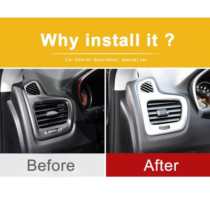 For Jeep Compass 2017 2018   Carbon Fibre Car Front Left and Right Air Vent Outlet Panel Frame Cover Trim Car Styling