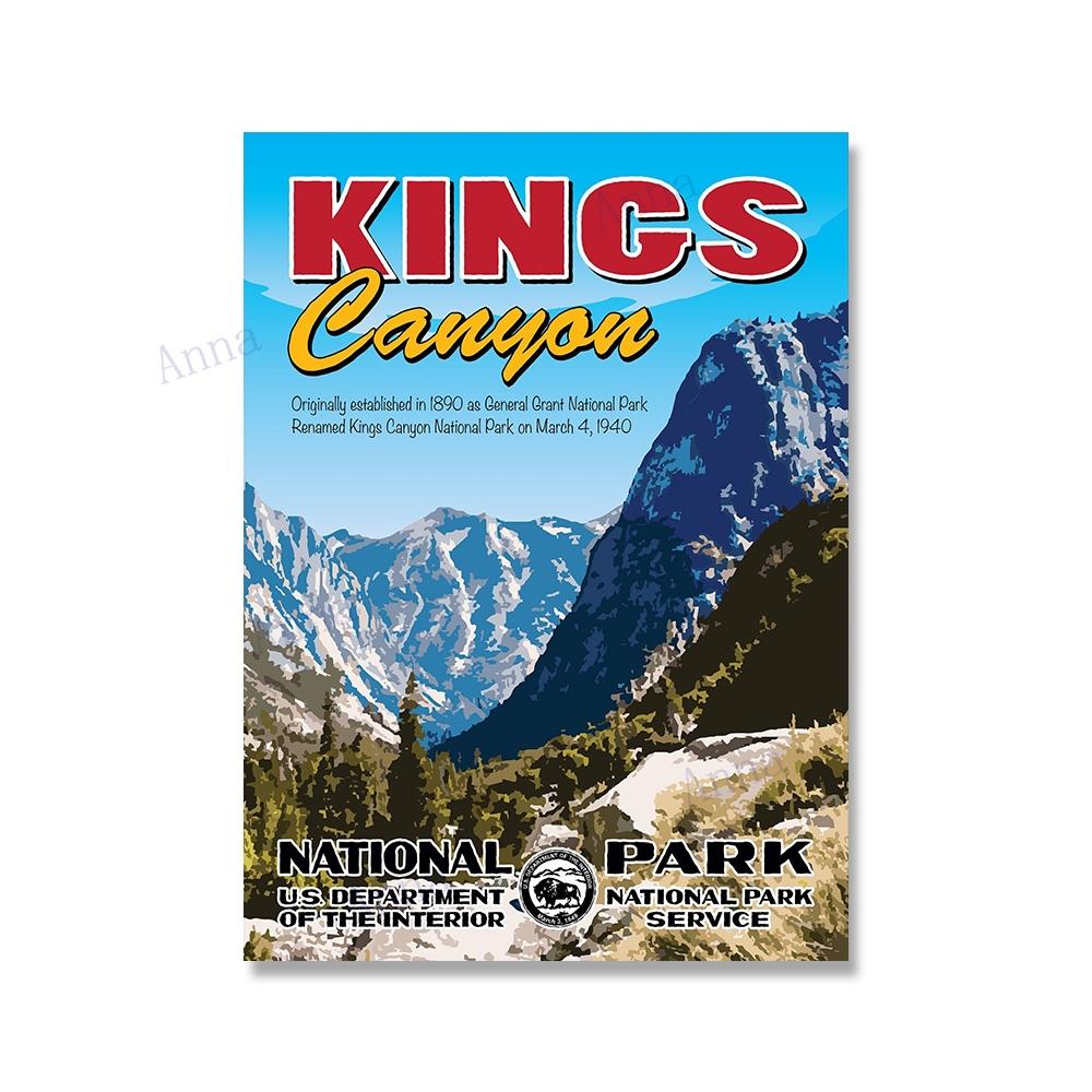 National Park Print Mountain Vintage Art Canvas Painting Travel Cities Posters Retro Landscape Wall Art Picture for Living Room