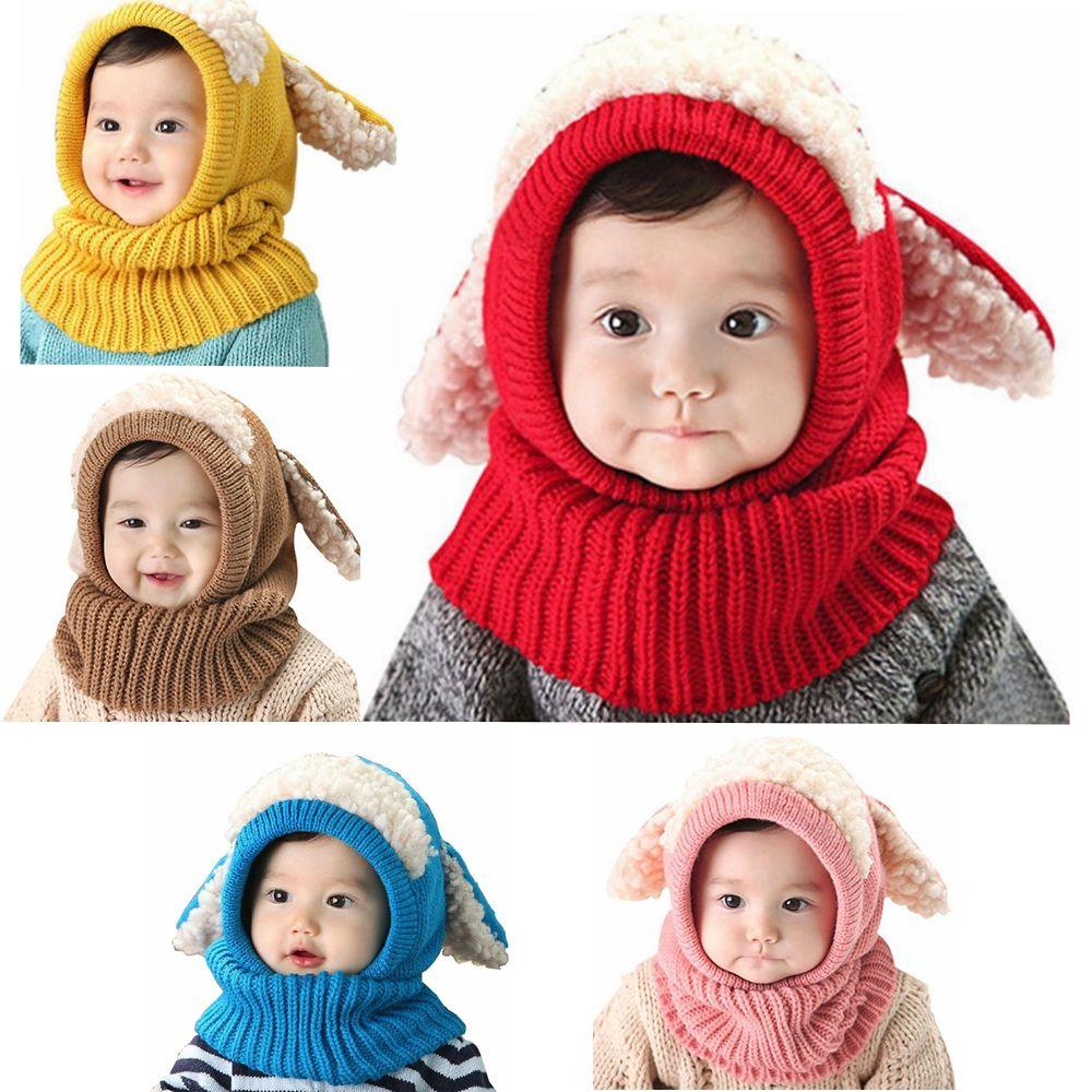 Winter Baby Kids Scarf Hat Hooded Knit