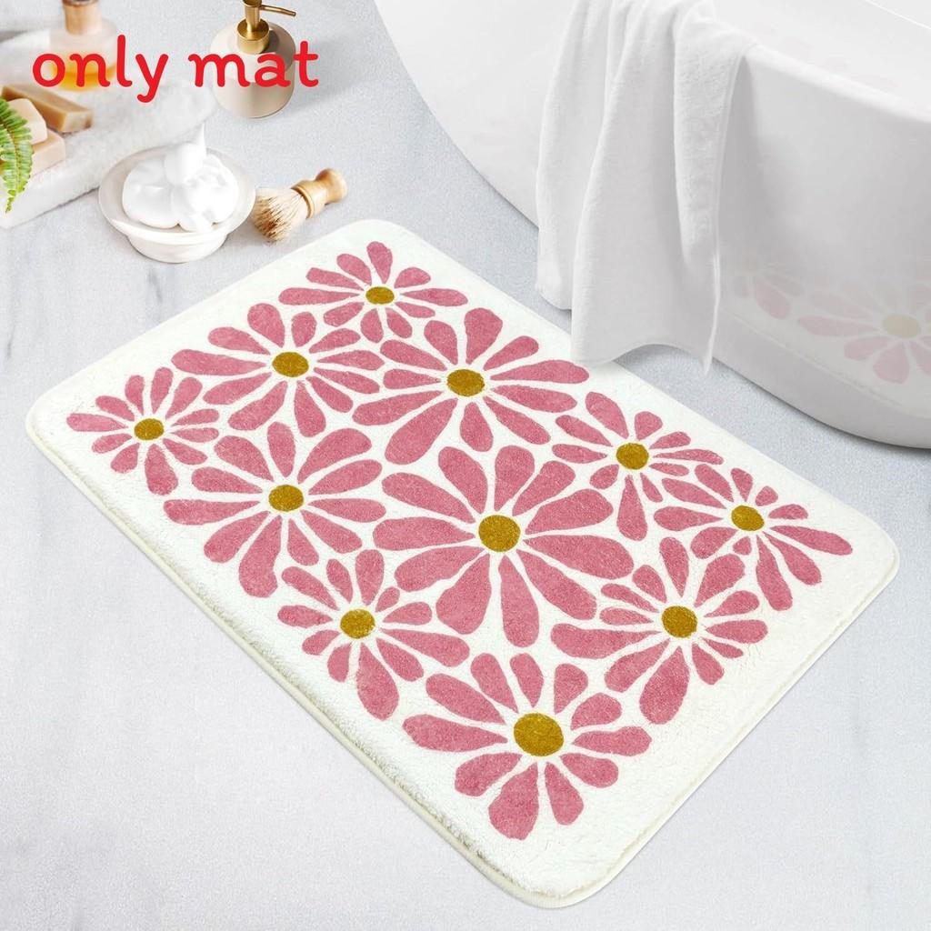 Sweet Flower Pattern Plush Absorbent Floor Mat Carpet For Home