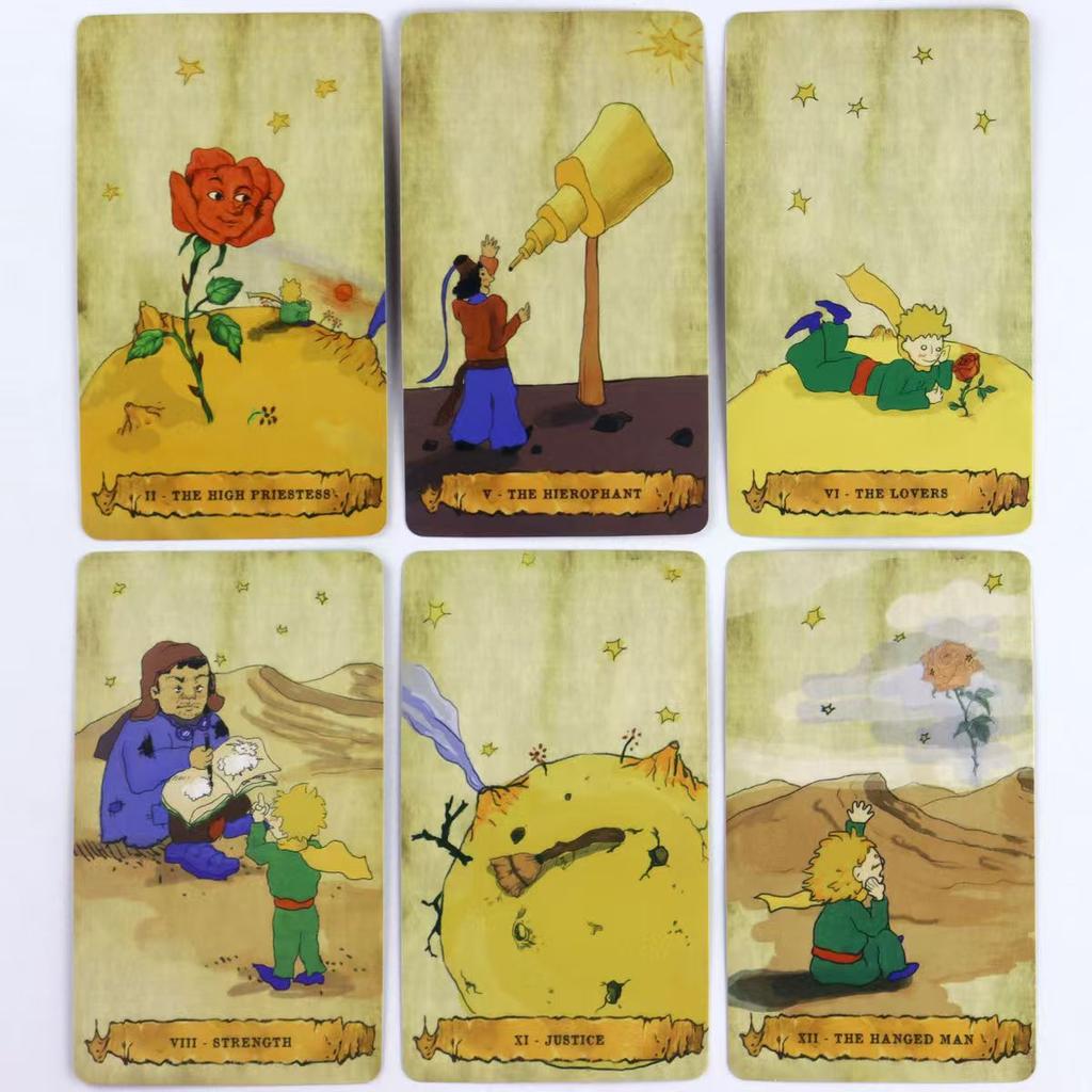 10.3*6cm Cartas de Tarô Pequeno Príncipe para Iniciantes 78 Cartas Tamanho Portátil Ilustrações Amigáveis e Fofas para Crianças