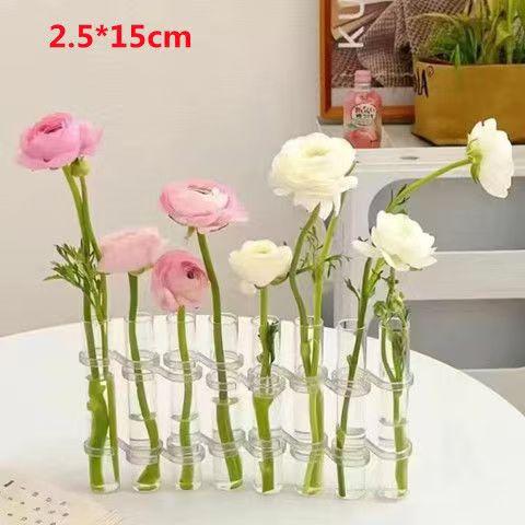 Test Tube Glass Vase Insertion Type Decorative Flower Rack Hydroponic Flower Pot Combination Vase Office Living Room Decoration