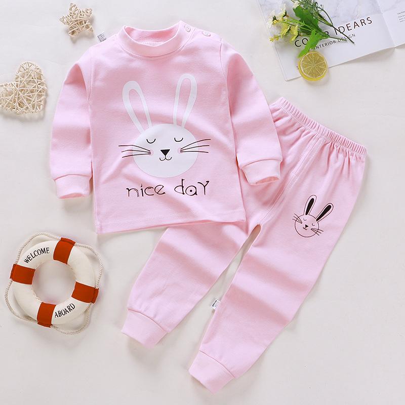 2026 Summer Children Full Sleeve Underwear Suits Baby Spring O-Neck Cartoon Cotton Pajama Set Long Pant Kids Home Wear Clothing Suit for Girl Boy