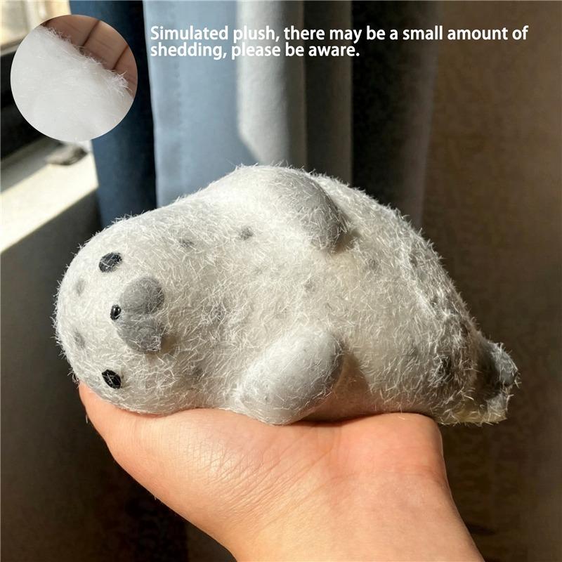 Schattige Pluizige Zeehond Squishy Knijpspeeltje Zacht TPR Vlokkering Simulatie Dier Zeehond Stressverlichter Fidget Bureau Decoratie Anti-angst Cadeau
