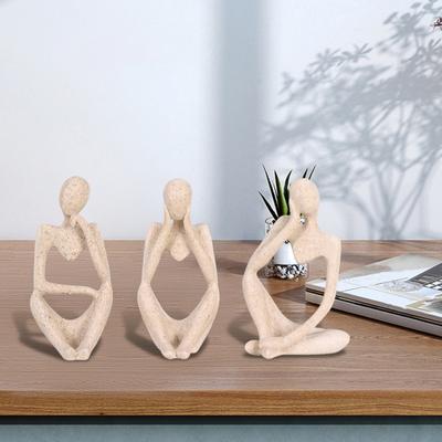 3 Stücke Abstrakte Denker Figurine Mini Sitzender Denker Harz Statue Skulptur Wohnzimmer Home Büro Bücherregal Desktop Dekoration Ornament