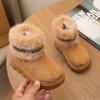 Kids Genuine Cowhide Snow Boots Winter Baby Soft Warm Cotton Shoes Plush Boys Girls One Fur Suede Boots Princess Retro Boots