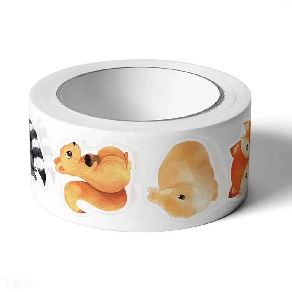 Animals Stickers 500Pcs/Roll Heterotypic Forest 2.5cm/1.0'' Art Labels Learning Rewards Adorn Gifts For Watercup Phone PC Pad