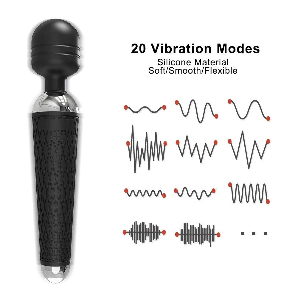 20 Modes Powerful AV Vibrators for Women Magic-Wand Vibrator Female Clitoris Stimulator Massager Dildo Sex Toys Goods for Adults
