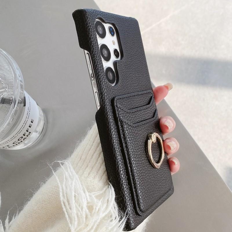 Leather Card Slot Wallet Phone Case For Samsung S23 Ultra S20 S21 S22 Plus S8 S9 S10 Plus Note 10 20 Note 20 Ultra Ring Cover