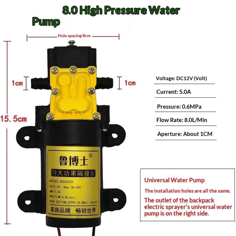 12V Electric Diaphragm Water Pump High Pressure Self Priming Sprayer Pump For Agricultural Irrigation Garden Watering