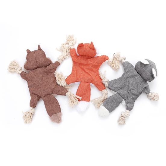 Yousheng Pet Toy Plush Fox Raccoon Squirrel Shape Dog Chew Toy Interactive Pet Squeak Toy Bite-Resistant Teeth Cleaning Playing Toy for Cats Dogs
