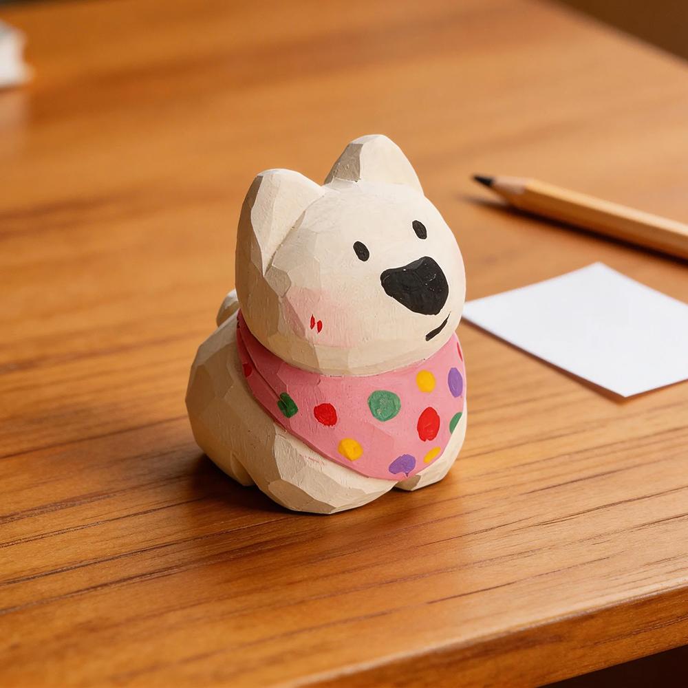 

Ручная Резьба по Дереву Фигурка Вест-Хайленд Уайт Терьера Милая Собака Вести Статуэтка Декор для Дома Настольной Полки Украшение Подарок для Любителей Собак белый