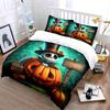 Halloween Skeleton in Pumpkin Bedding Duvet Cover Set Duvet Cover Pillowcases  (1*Duvet Cover 2*Pillowcases, without duvet insert)