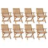 Exclusive House - Folding Garden Chairs with Cushions Set of 8 Solid Teak