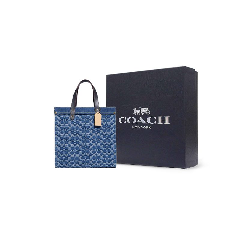 Coach Field 30 Large Capacity Water Ripple Removable Shoulder Strap Fabric Tote Bag Shopping Crossbody Shoulder Handbag Women Tote CA108-B4UDF