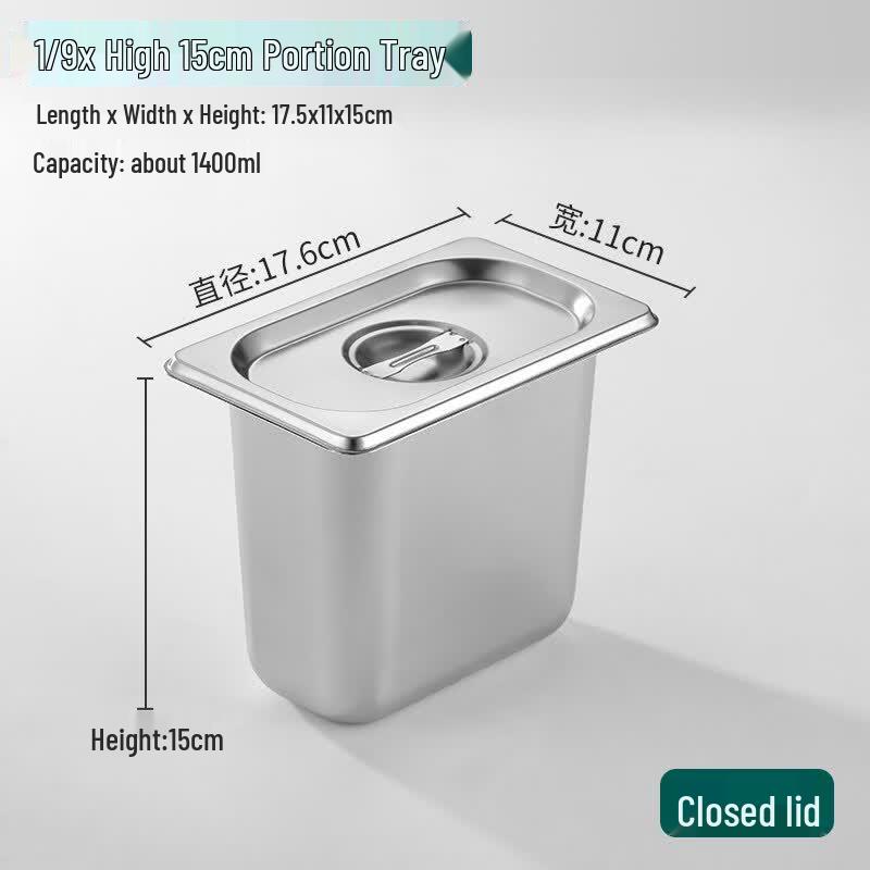 

Stainless Steel 1/9 GN Food Pan with Lid
