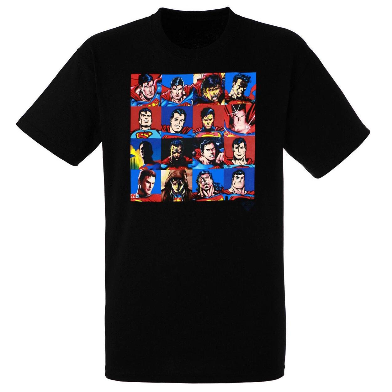 Superman Faces Men s Black T-Shirt 3XL