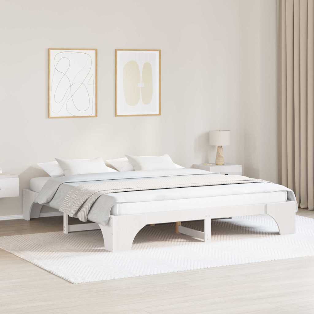 Bed Frame White 180 x 200 cm Solid Pine Wood