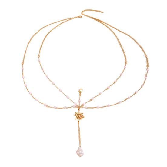 Body Chain Layered Double-Layer Chain Body Chain with Marine Theme Imitation Pearls Shells Starfish Drape Design