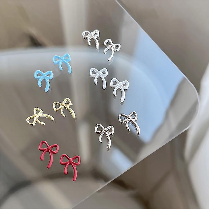 10Pcs Kawaii Bowknot Metal Gold Silver Nail Charms 3D Alloy Bow Tie Jewelry Nail  Decoration Manicure Accessories