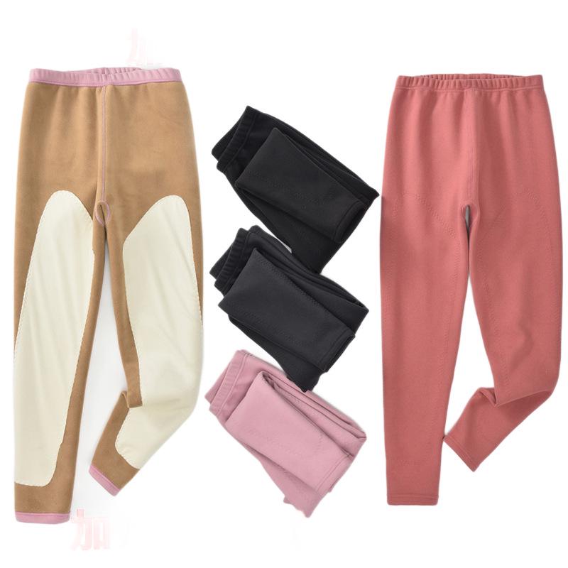 High-Waisted Plus Size Lambswool Thermal Pants with Knee Pads