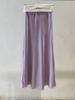 2026 Spring Chinese Style High-Waisted Silky Satin A-Line Maxi Skirt