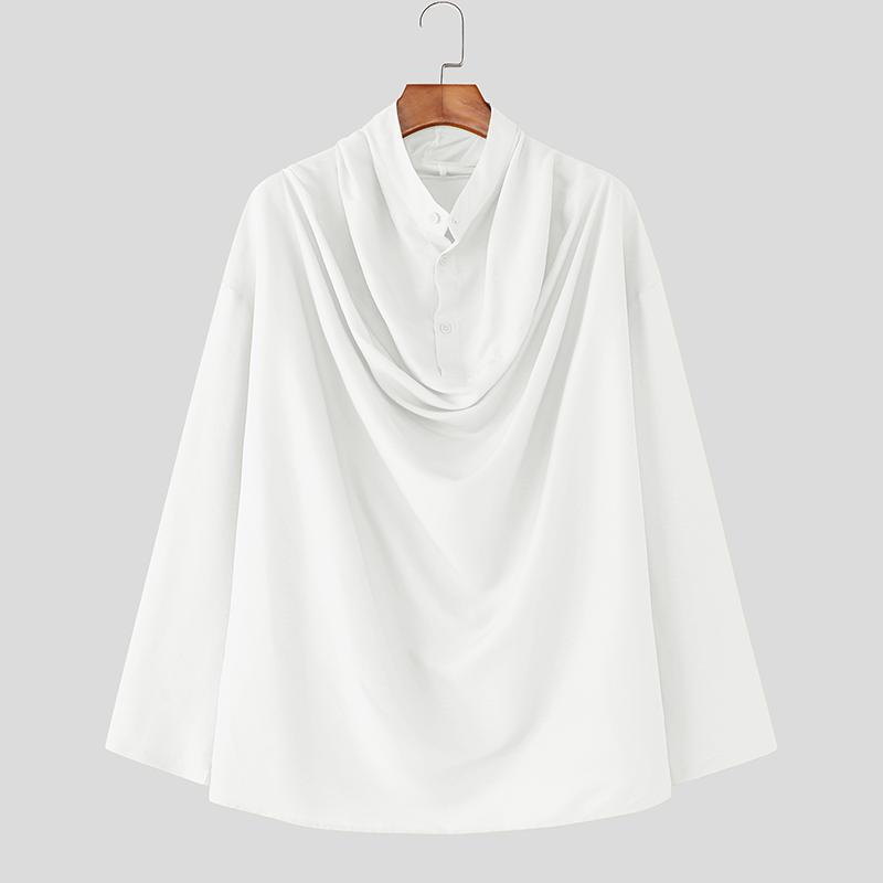 

INCERUN Мужские рубашки с отложным воротником, длинным рукавом, на пуговицах, повседневные, свободного кроя S белый