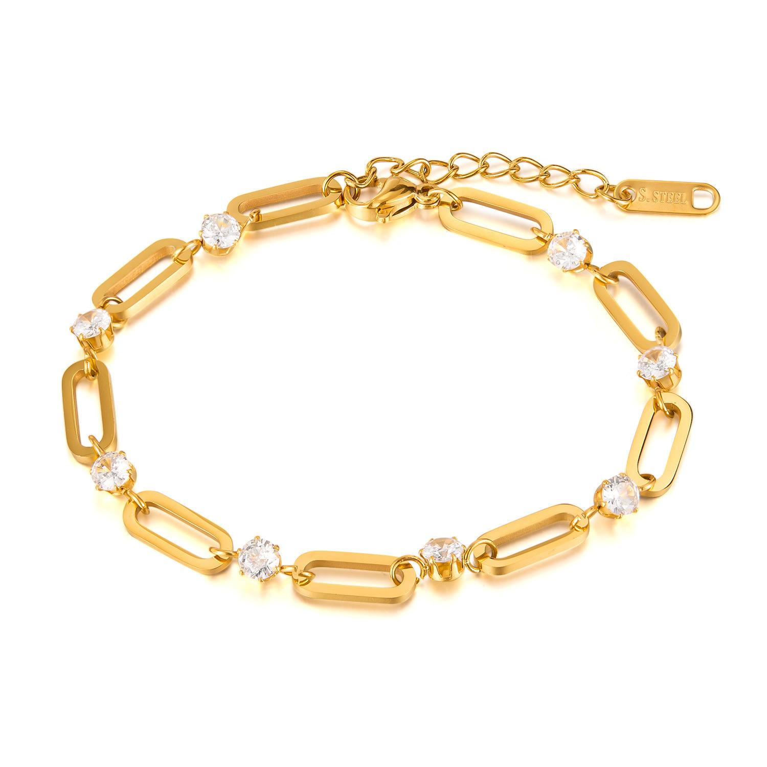

2026 European and American INS style fashion bracelet women s niche high-end sense simple and versatile titanium steel jewelry 18CM