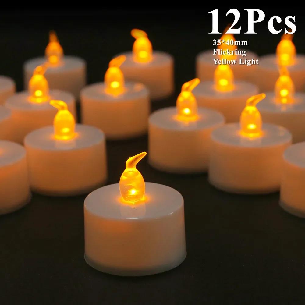 Battery Operated Flameless Tea Lights Led Flickering Electric Votive Candle  Realistic Bright for Seasonal Festive Celebrations