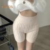 Women Winter Bottoming Shorts Knitted High Waist Elastic Solid Color Keep Warm Anti-exposure Basic Shorts for Daily Wear Home And More