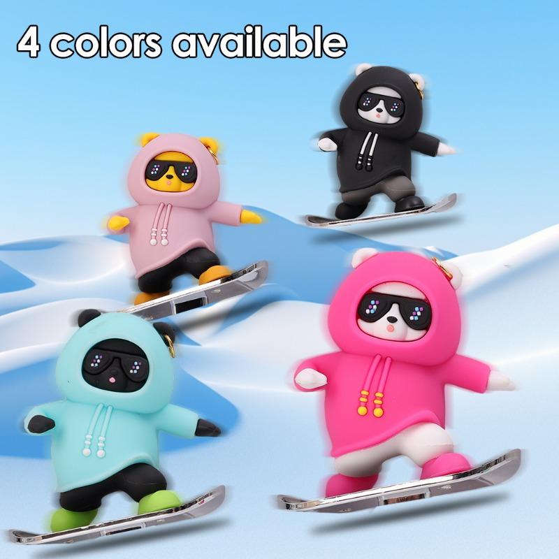 Dynamická ozdoba medvěda do auta Automatická obrazovka centrálního ovládání Ozdoba klouzajícího medvěda na skateboardu Auto Interiérové dekorativní doplňky