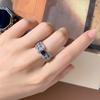 2026 Full Diamond Inlaid Blue Zircon Ring Women's Elegant Light Luxury Popular Fashion Jewelry Wedding Ring Accessories